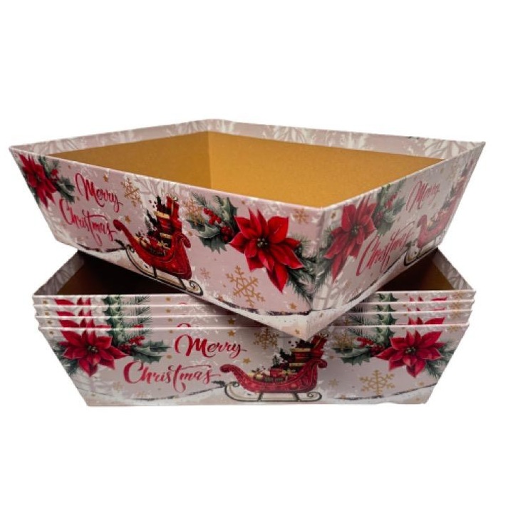 Set 5 cutii de cadou, model Craciun, 36x27x10cm