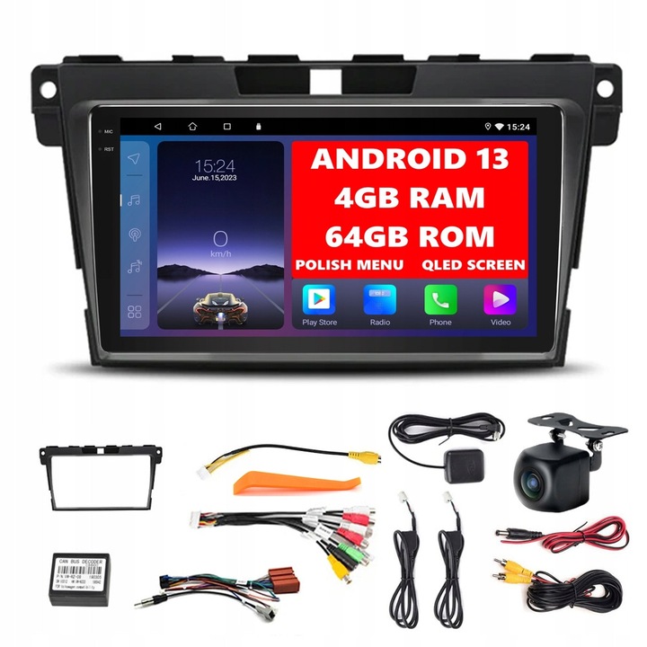 Radio auto Android 13, compatibil Mazda CX-7 2008-2015, 4GB/64GB, WiFi