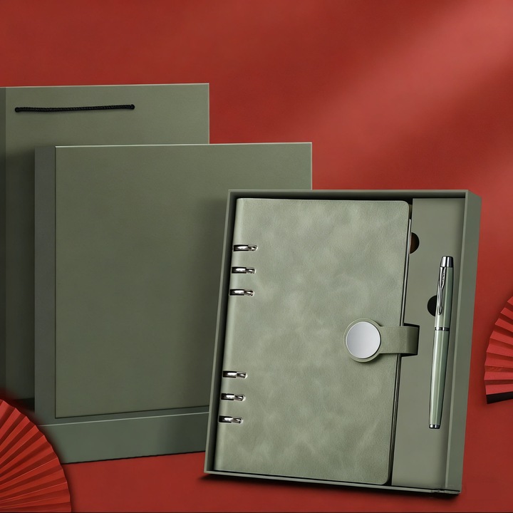 Tioialz® Set Premium A5: Agenda Refilabila (Foi Inlocuibile) + Pix Metalic + Punga Cadou | Ideal pentru Profesionisti, Sefi, Studenti, Scriitori & Cadouri Corporate