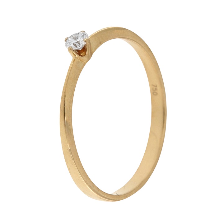 Inel de Logodna din aur 18K decorat cu Diamant Natural 0.10ct. F VS2 Masura 57.50 1.77g