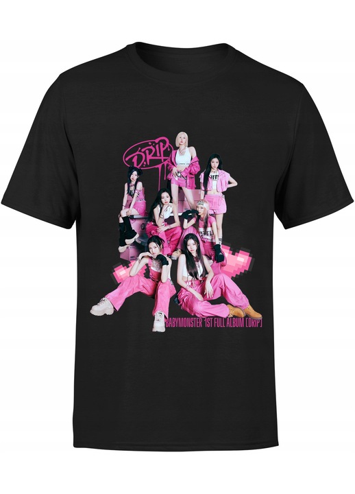 Unisex pamut póló, nyomtatott, BabyMonster Drip, fekete, 3XL INTL