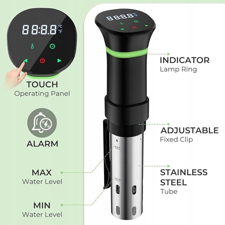 Aparat pentru gatit Sous Vide, 1000 W, negru-argintiu