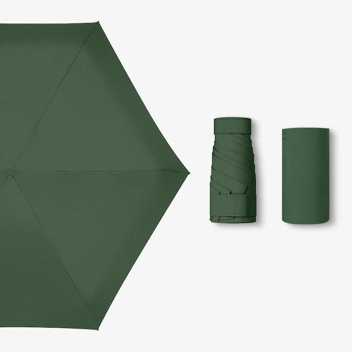 Umbrela portabila, protectie UV, verde inchis, 91x53cm