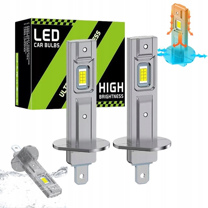 Becuri LED H1, 40W, alb xenon 6000K, set 2 bucati, rezistente la apa IP65