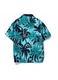 Мъжка риза, модел с палмови листа, къс ръкав, син
