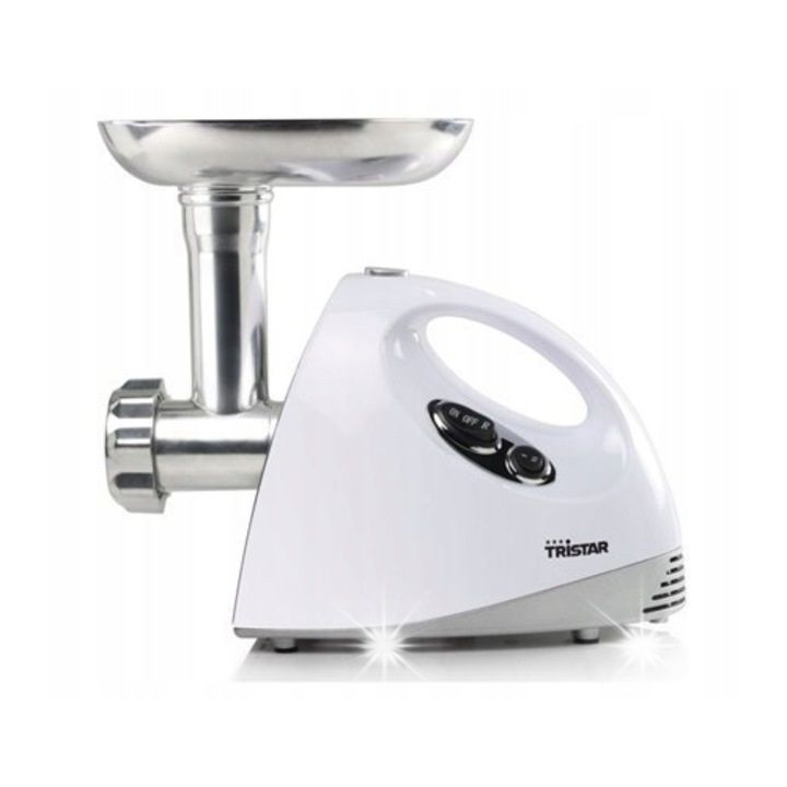 Masina de tocat carne Tristar VM-4210, 550W, alb, set cu 3 discuri din inox