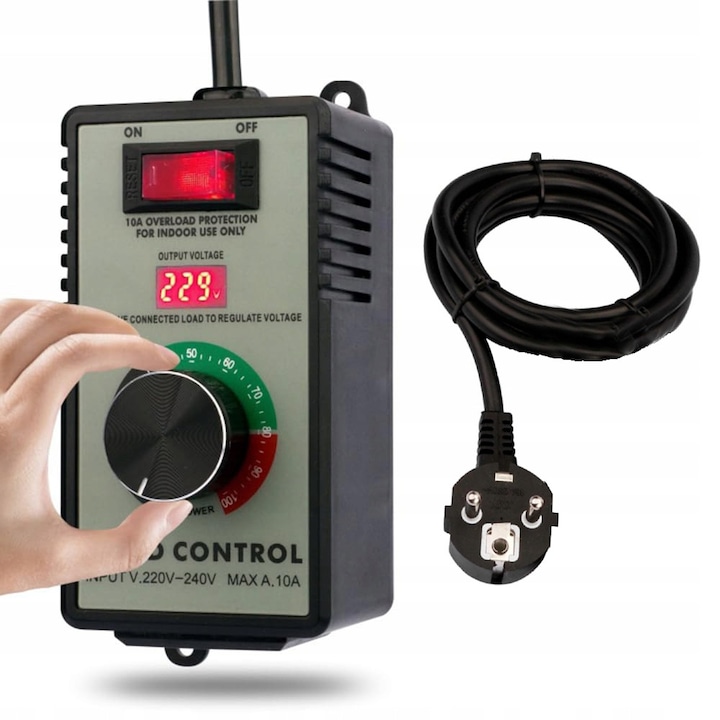 Regulator turatie motor, 2000W, 220V-250V AC, cu display, dimensiuni 120x65x55mm