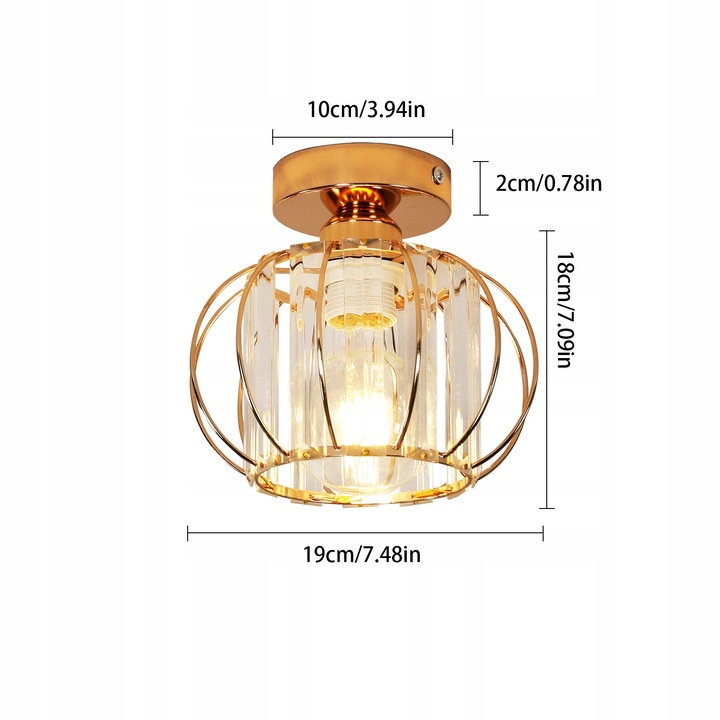 Lustra, Riserva, moderna, cristal/metal, auriu, 19x19x18cm