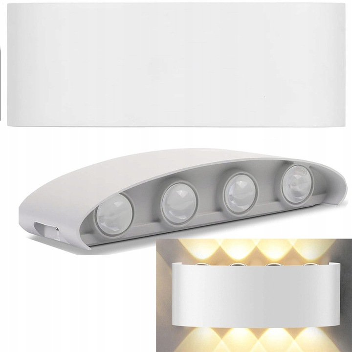 Aplica LED Scienna, 8W, 720 lumeni, alb, 22x8x5cm, waterproof IP65