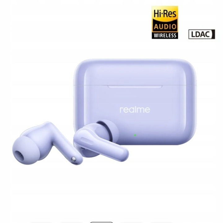 Casti Wireless Realme Buds T200, reducere zgomot AI ANC, 50 ore autonomie, violet
