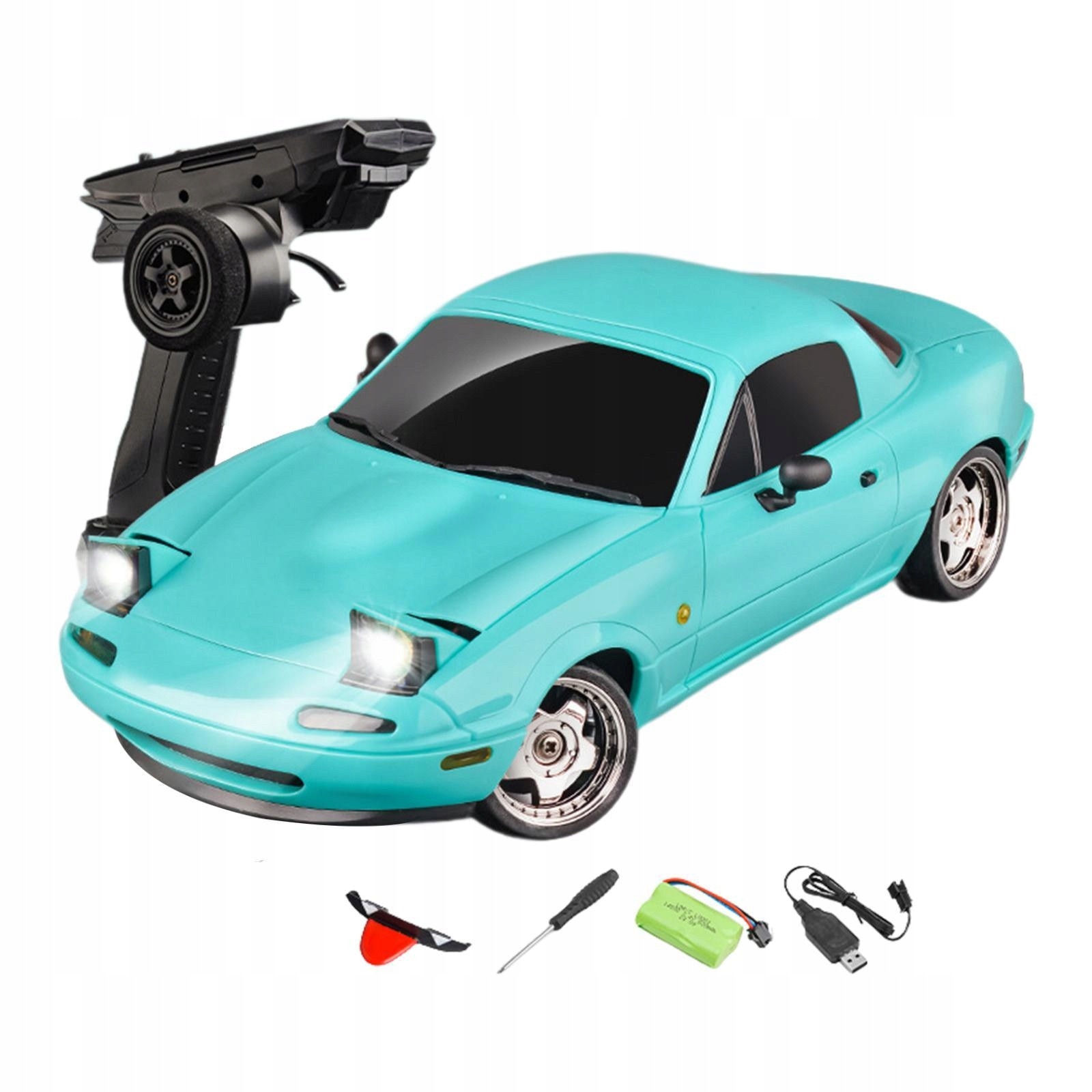 Masinuta RC Mazda MX-5 1:18 Drift, LED, Gyro, 2.4G, albastru, set