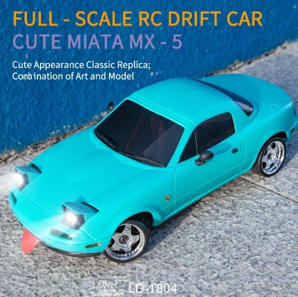 Masinuta RC Mazda MX-5 1:18 Drift, LED, Gyro, 2.4G, albastru, set
