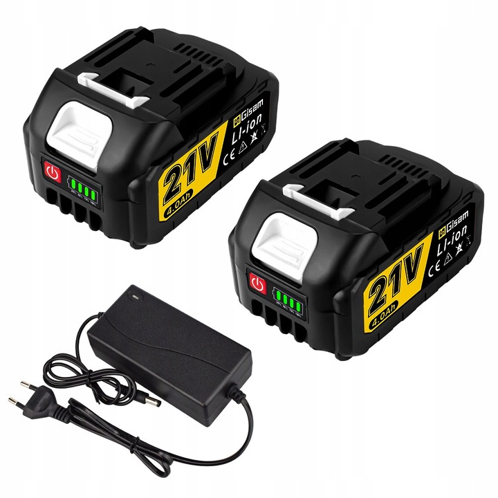 Acumulator litiu-ion pentru scule electrice, Gisam, 21V 4,0Ah, set 2 bucati