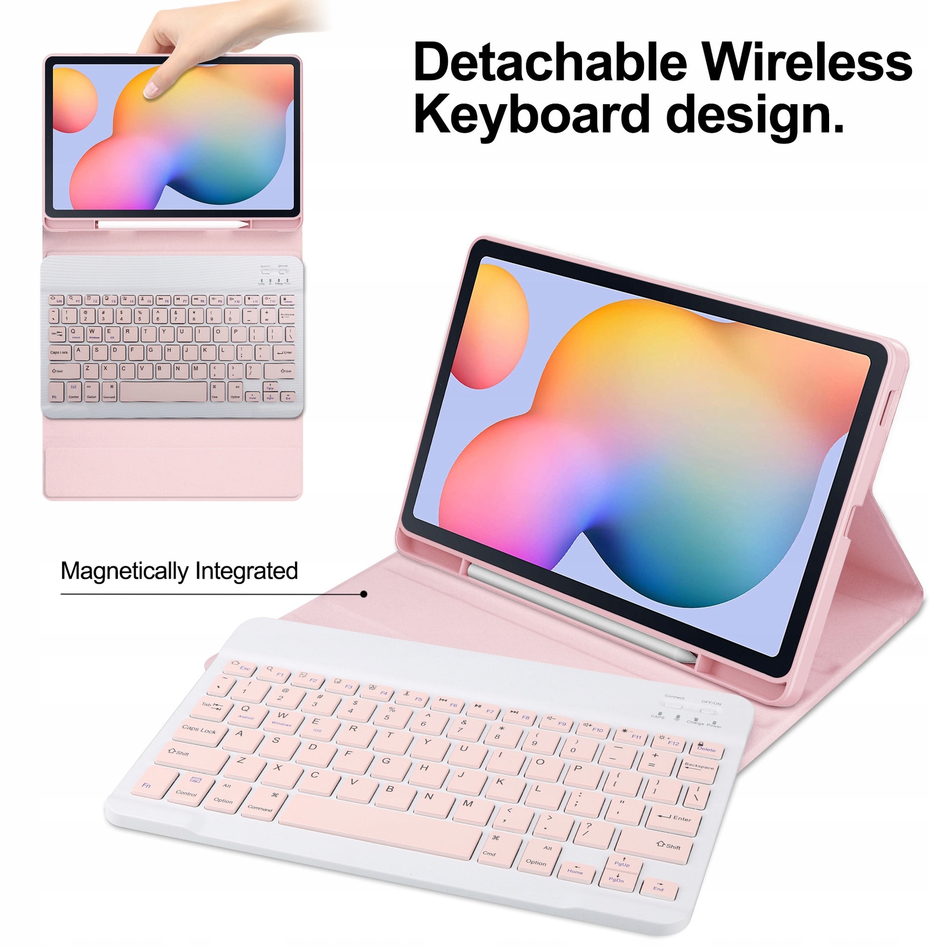 Husa cu tastatura Bluetooth pentru tableta Samsung Galaxy Tab S6 Lite 10,4'', roz