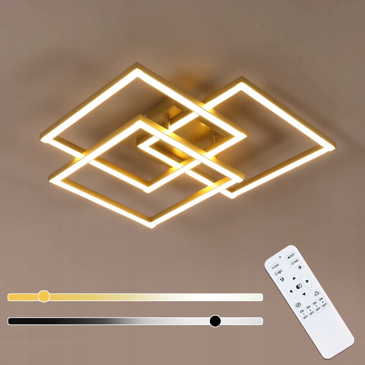 Lustra LED AjieQAQ, kwadrat, 40W, negru, 62x62x11cm