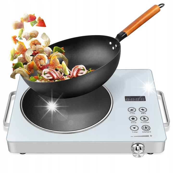 Hordozható elektromos indukciós főzőlap, 2200W, 11 teljesítményszint, 40x28.5x6.2cm, érintőképernyős vezérlés