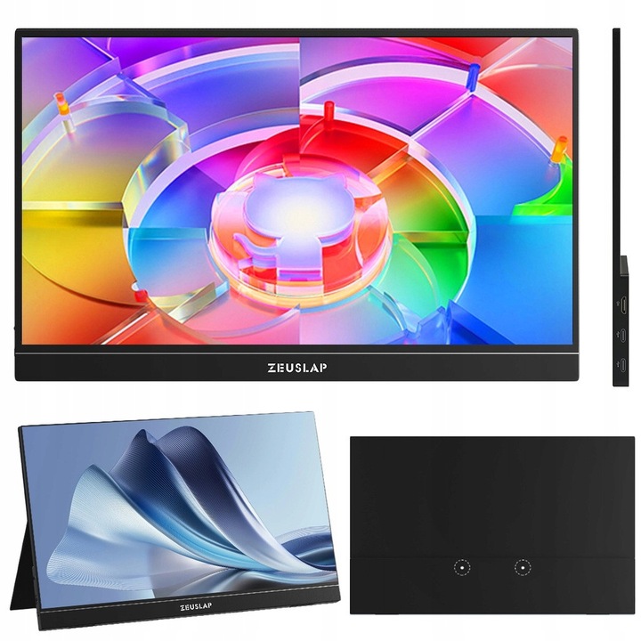 Monitor Portabil, Zeuslap, Zp156K, Rezolutie 2560 x 1440, Frecventa De Refresh 120 Hz, Panou Ips, Montaj Vesa 75x75 mm, 35.5 x 23 x 1 cm, Multicolor