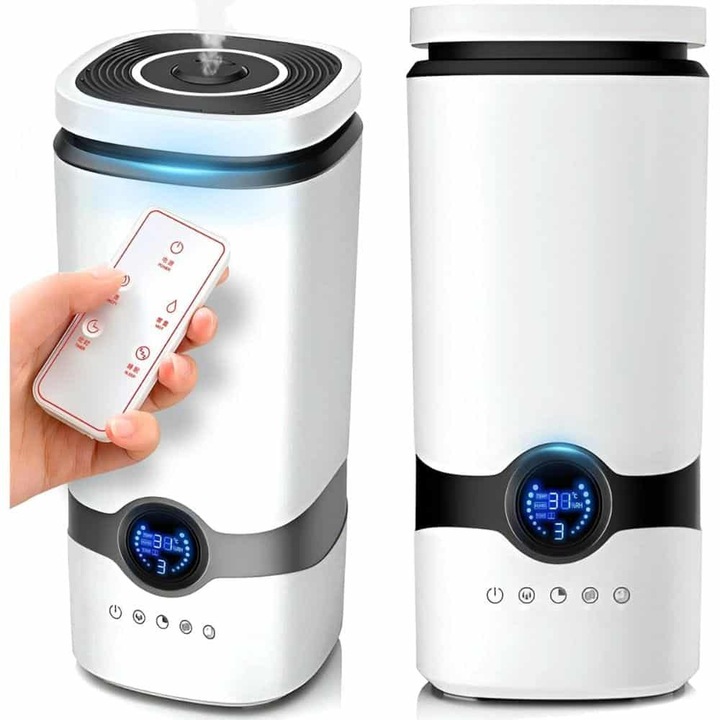 Lewer automata párásító aromaterápiával, higrométerrel és távirányítóval, 4L, fehér