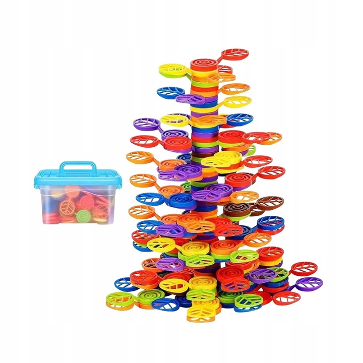 Set de constructie STACK-A-RAINBOW-TREE, 180 piese, multicolor