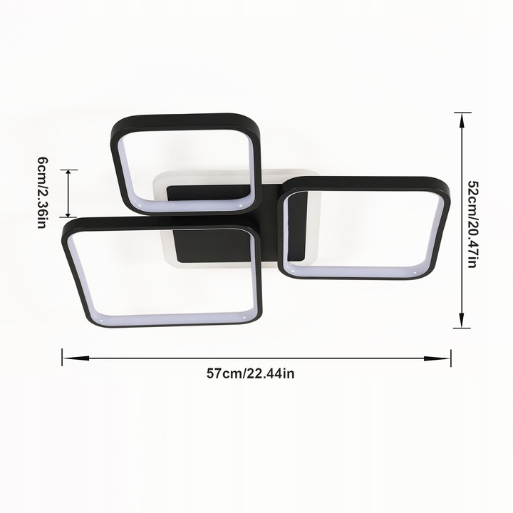 Plafoniera, Goeco, LED, 45W, Távirányítóval, Fekete