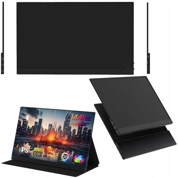 Monitor Hordozható, Zeuslap, P16A, Felbontás 1920 x 1080, Frissítési Frekvencia 144 Hz, Ips Lcd Panel, Fényerő 300 Cd/M², 36.7 x 22.9 x 1 cm, Többszínű