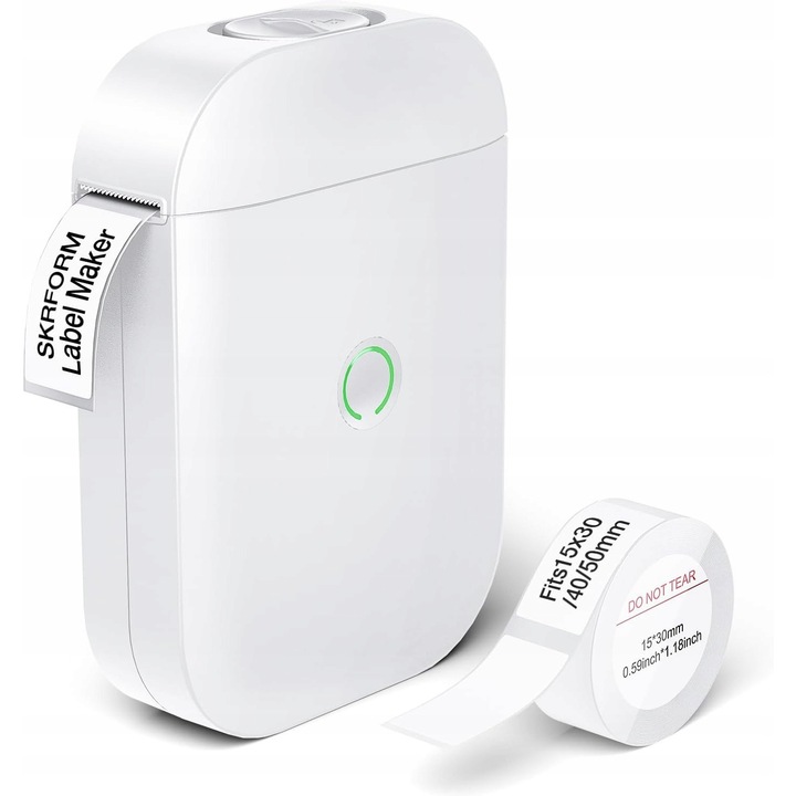 Imprimanta termica etichete autoadezive D110, 1500mAh, Bluetooth, 108x76x30mm, set complet cu rola etichete 12x40mm