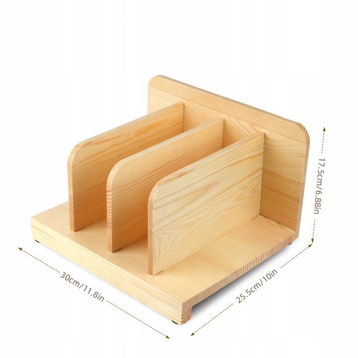Organizer pentru farfurii din lemn, 17.5x29.8x26.5cm, design compact, antiderapant, set de montaj inclus
