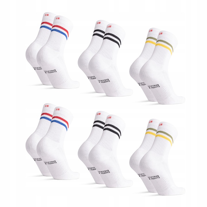 Set 6 perechi sosete sport unisex, Danish Endurance, bumbac/poliamida/elastan, multicolor, 39-42 EU