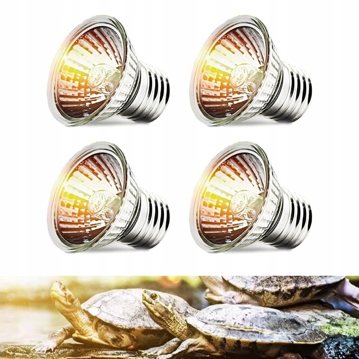 Set lampi UVB 50W pentru terariu, 4 becuri, E27