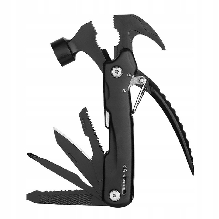 Unealta multifunctionala 12 in 1, negru, pentru supravietuire