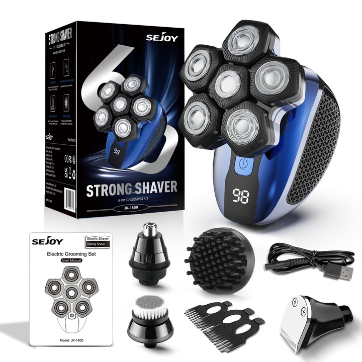 Aparat de ras electric SEJOY, pentru barba si par, albastru
