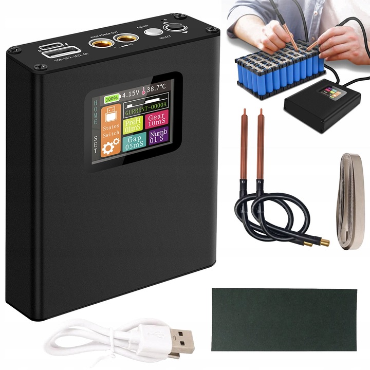 Mini aparat de sudura in puncte, portabil, Agoal LCD 5000mAh, 1,8 inch, 30 trepte putere, USB 2,4A