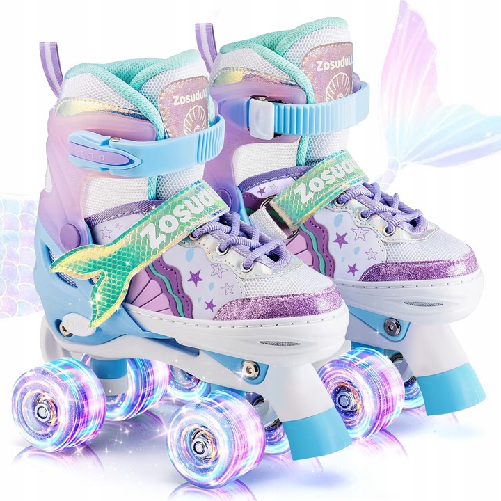 Ролери за деца със светещи колела, модел TECZA, 4 регулируеми размера, 26-36, многоцветни