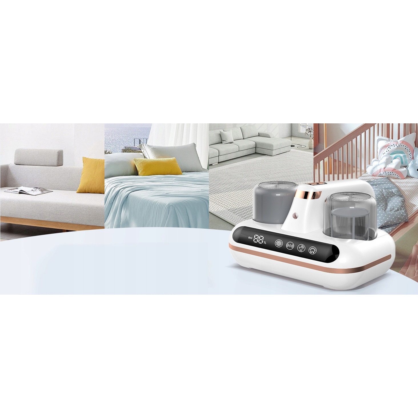 Aspirator fara fir, 10000Pa, tehnologie UV-C 253,7nm, filtru HEPA, alb, 1800mAh