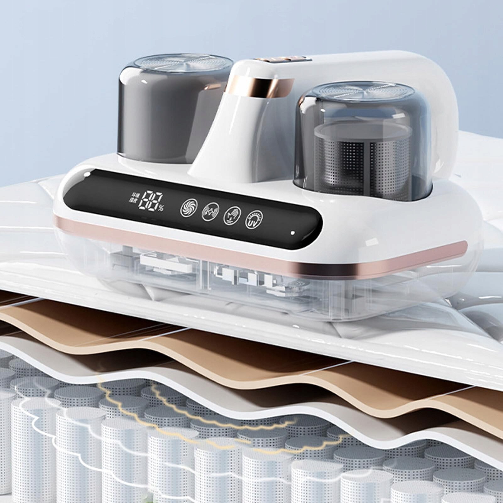 Aspirator fara fir, 10000Pa, tehnologie UV-C 253,7nm, filtru HEPA, alb, 1800mAh