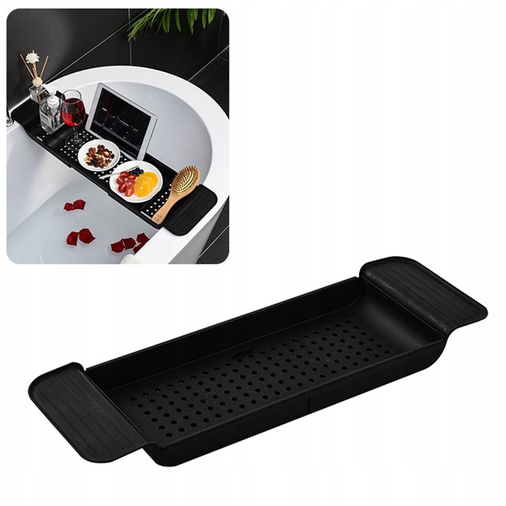 Tava extensibila pentru baie, plastic, compacta, 620g