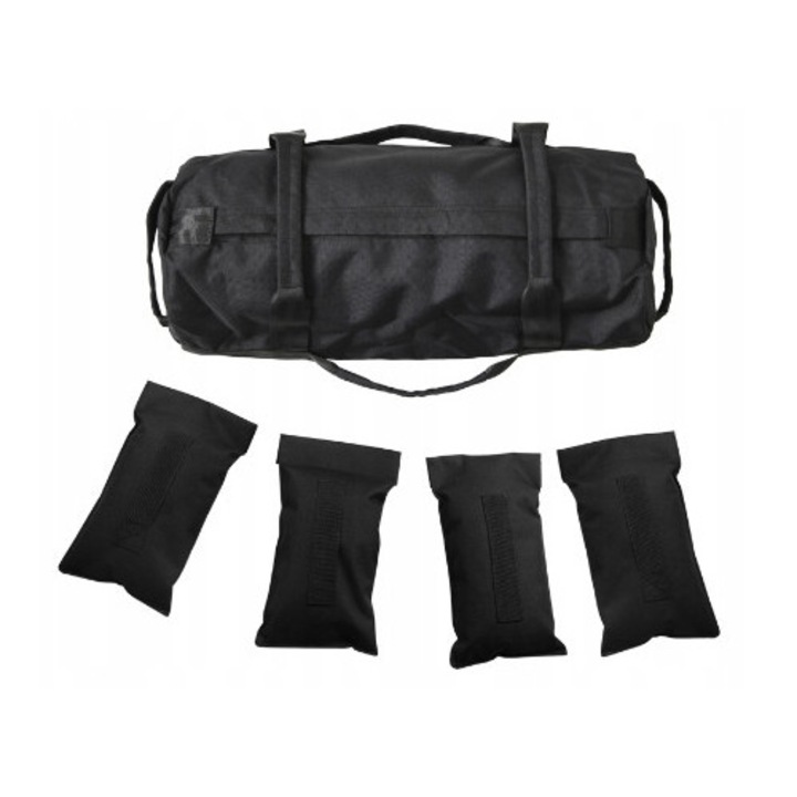 Geanta pentru greutati fitness, Power Bag, 30x60cm, negru
