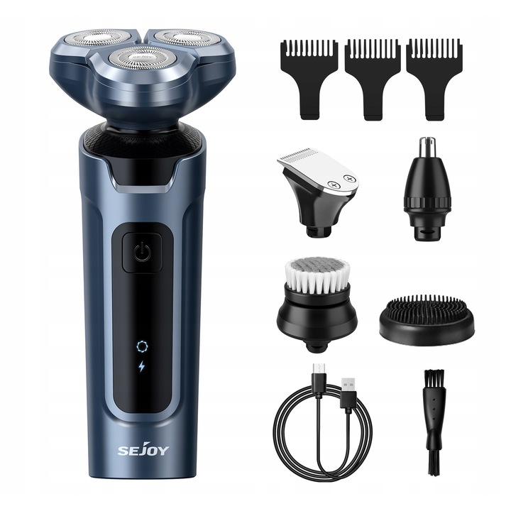 Aparat de ras electric S600 Shaver, 3 in 1, waterproof, set cu 3 capete, USB, 1h autonomie