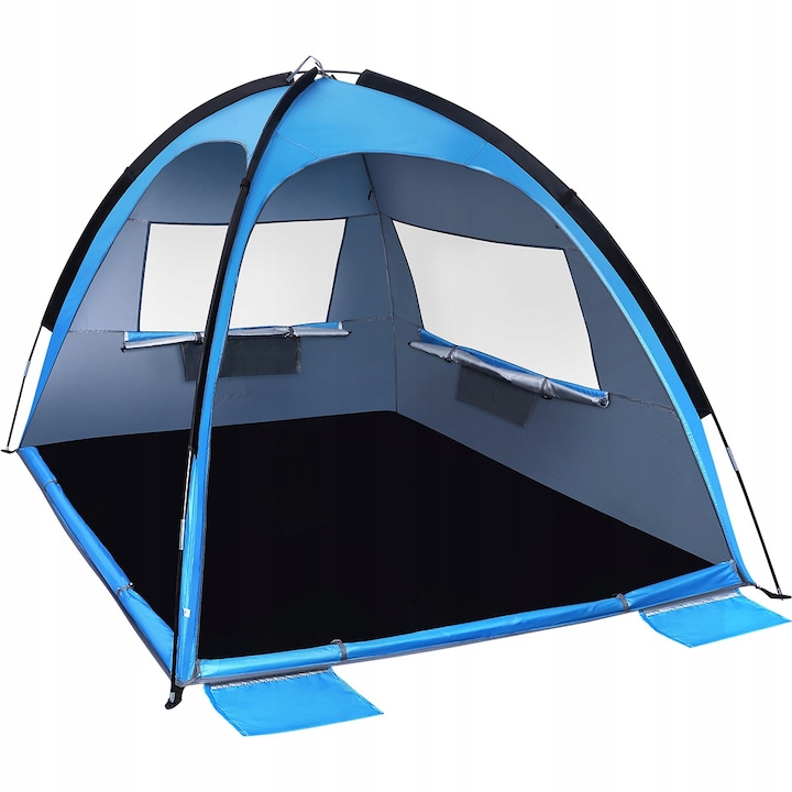 Cort de plaja automat, 2m, protectie UV UPF50, set cu geanta de transport, 65x15cm, 2kg