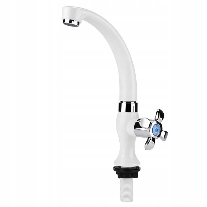 Konyhai csaptelep, egyszerű típusú, ABS, fehér króm, 1/4 fordulat, G1/2