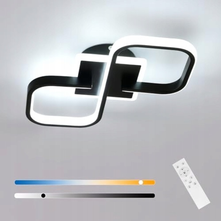 Modern fekete LED mennyezeti lámpa távirányítóval 40W, GOECO