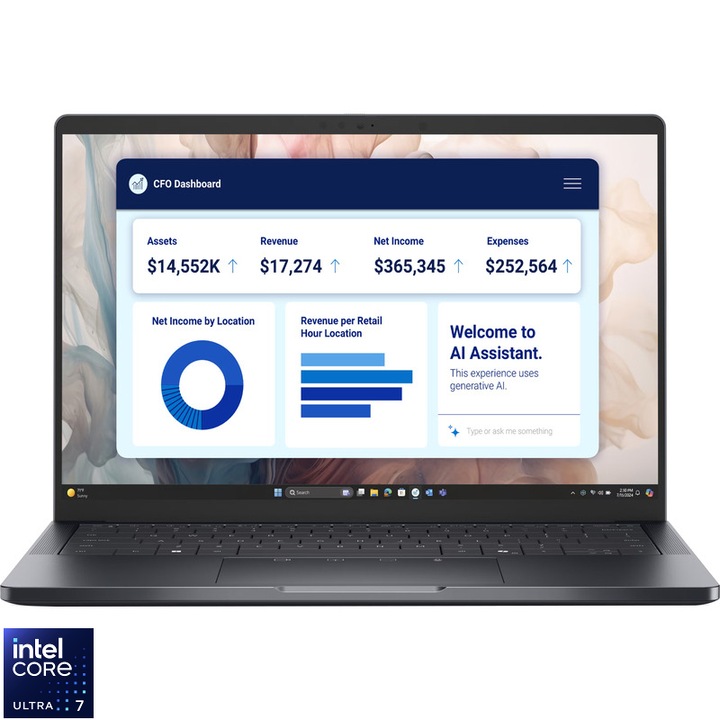 Laptop DELL 14" Pro 14 Premium PA14250, FHD+, Procesor Intel® Core™ Ultra 7 268V (12M Cache, up to 5.00 GHz), 32GB LPDDR5X, 1TB SSD, Intel Arc 140V, Win 11 Pro, 3Yr ProSupport