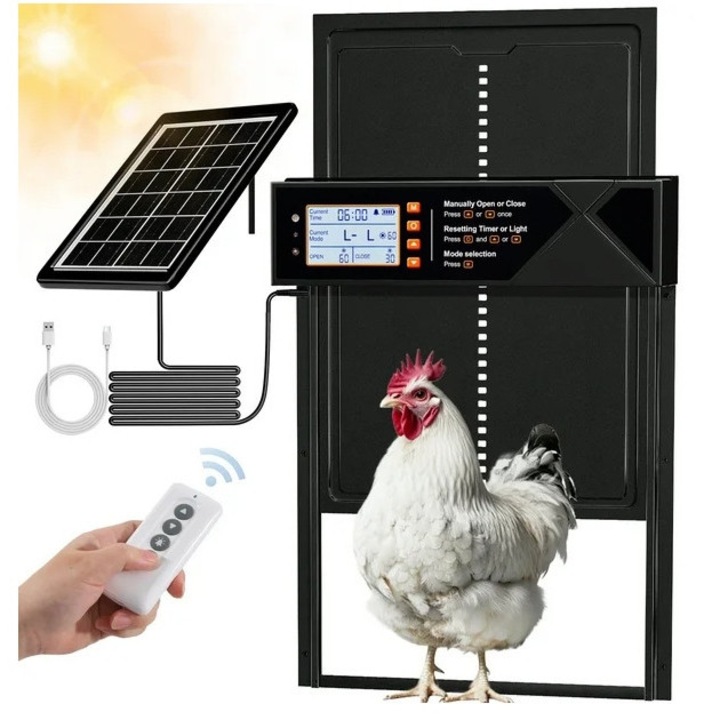 Usi automate pentru cotet cu panou solar, 4 moduri, senzor de lumina, negru, 10,8x1,57x14,3 inch