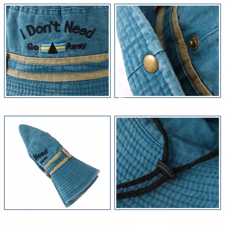 Дамска шапка GOGOU Denim Bucket, синя, 60см, 7см периферия, 8.5см височина, сгъваема, слънцезащита