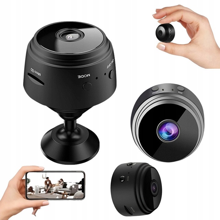 Mini camera spion WiFi, 1080P, detectie miscare, negru