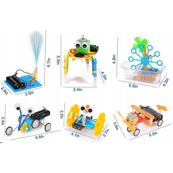 Set jocuri stiintifice pentru copii, 6 roboti de construit, interactivi, multicolor, 7+ ani