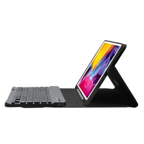 Husa tableta cu tastatura Bluetooth pentru Apple iPad 10.2, neagra, 7/8/9 generatie, 18mm grosime, set complet