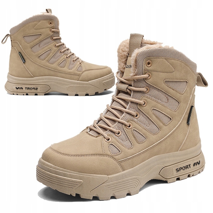 Bocanci barbati, impermeabili, din piele, caldurosi, pentru trekking, set de iarna