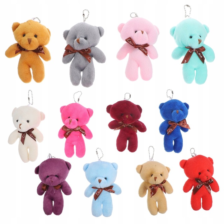 Set 12 brelocuri decorative, design ursuleti, 12x8x4.5 cm, multicolor