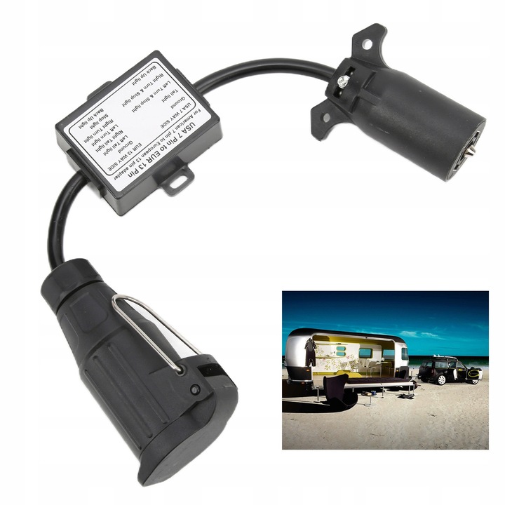 Adapter remorca 7 pini la 13 pini, conversie usoara, material plastic, pentru vehicule americane si europene